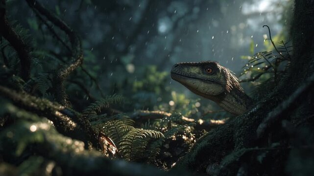 Dinosaur in forest prehistoric creature ancient reptile