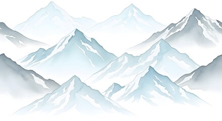 Fototapeta premium Snowy Alpine Mountain Landscape with Peaks and Glacier Views