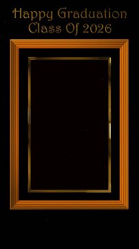 happy graduation class of 2026 greeting card with vintage photo frame on the alpha channel background