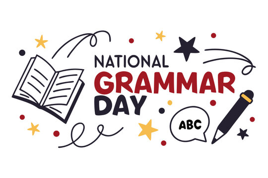 Grammar and Language Education Vector Illustration, National Grammar Day Concept