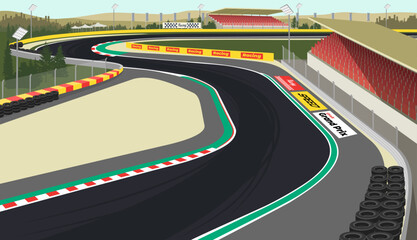 Fototapeta premium Racing circuit track vector illustration with curves