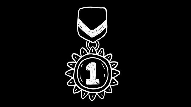 Wiggly hand-drawn first place award badge on transparent background 2
