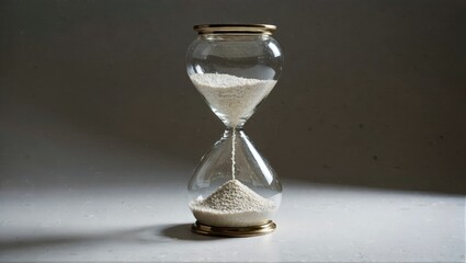 A sand-filled hourglass casts a shadow as it measures the passage of time. Use: book cover, art gallery invitation.