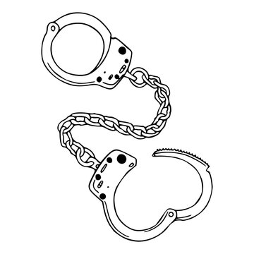 law enforcement and justice concept outline of handcuffs