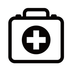 Obraz premium First Aid Kit Icon Silhouette – Medical Emergency Box Illustration for Healthcare & Safety Design