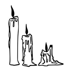 set of different height melting candles illustration