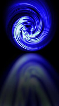 Swirling electric energy spiral, abstract background seamless loop with copy space. Digital animation. Vertical video.