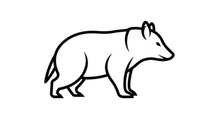 Obraz premium A simple black and white line drawing of a bear walking to the right.