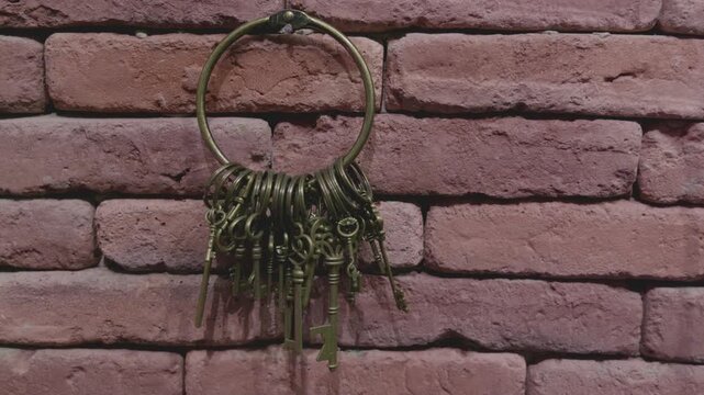 Hand Hanging Bunch of Vintage Skeleton Keys