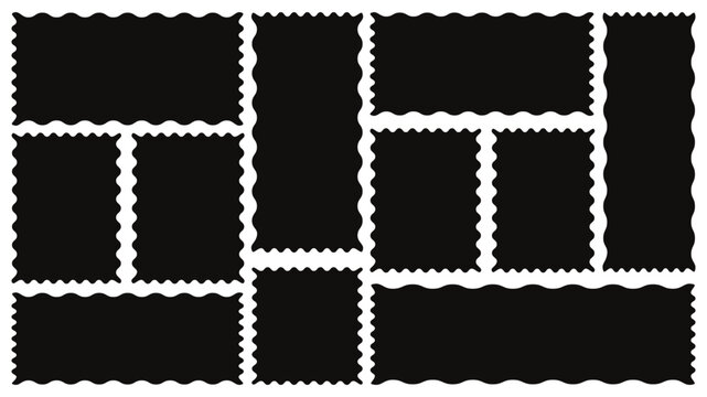 wavy edge shapes. or frames Set of frames with zigzag edge, scallop edge shape. Geometric zig zag wavy stickers.   Abstract Elements. 