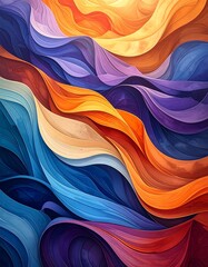 Vibrant wavy abstract art with flowing multicolored patterns