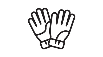 Obraz premium Work gloves in simple line art style with black outline on white background for industrial or construction use