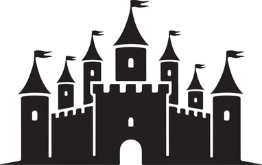 Obraz premium Castle Silhouette – Fortress Vector Black on White