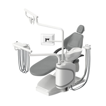 Modern Dental Chair Unit with Integrated Equipment and Adjustable Lamp