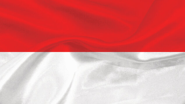 Vector illustration of the Indonesian flag with a flat paper texture design. Southeast Asia, red, white, August 17, 1945.