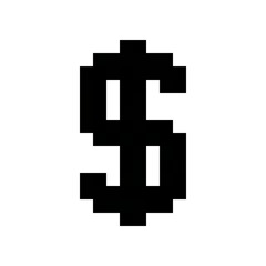 Fototapeta premium A 16x16 Black Dollar Sign Pixel Art