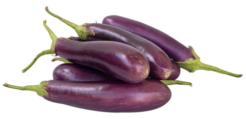 stack eggplants isolated on white background