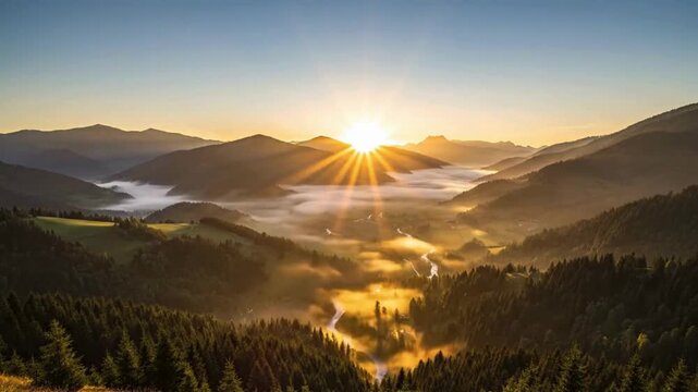 Offshore wind turbines and bridge at sunrise cinematic motion footage