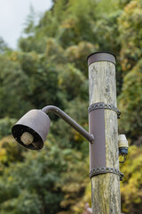 日本　島根県大田市大森にある石見銀山の大森銀山伝統的重要建造物群保存地区の街灯