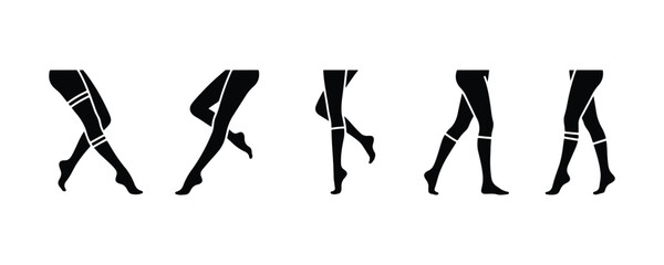 Legs beauty icon. 6 Varied styles. Stroke can be edited. Vector design.

