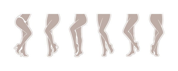 Elegant legs icon. 6 distinct styles. Changeable stroke. Vector artwork.