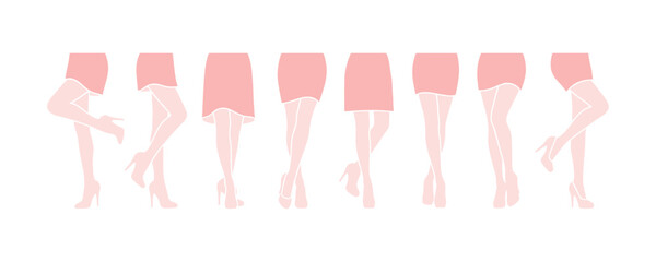 Chic legs icon. 6 different variations. Adjustable stroke. Vector illustration.