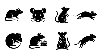 Obraz premium rat , black vector icon set collection , white background , SVG and PNG