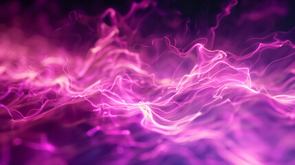 Abstract pink and purple energy waves with glowing neon light streaks flowing across a dark background.