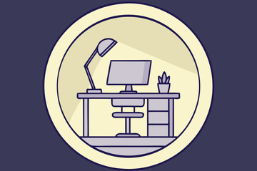 vector illustration of an office desk