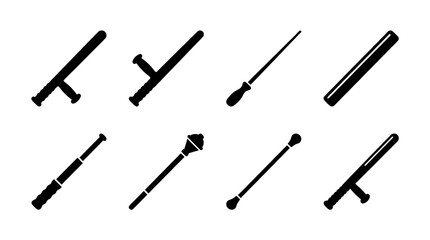 Naklejka premium baton , black vector icon set collection , white background , SVG and PNG