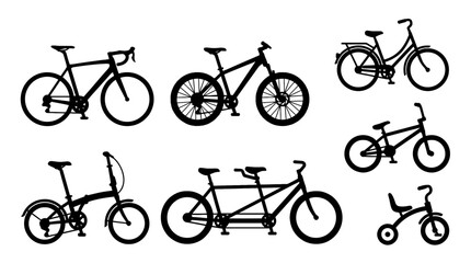 Obraz premium bicycle , black vector icon set collection , white background , SVG and PNG