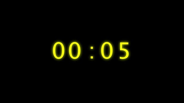 56 seconds timer number animation. Timer clock number animation on black background.