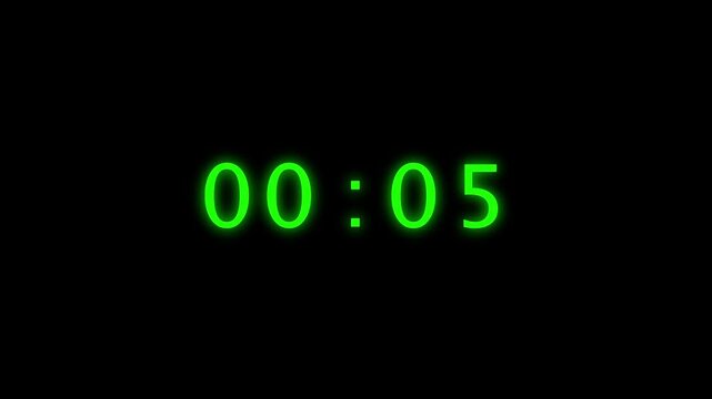 51 seconds timer number animation. Timer clock number animation on black background.