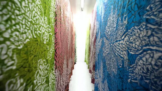 Colorful Batik Fabrics Drying in a Traditional Workshop.