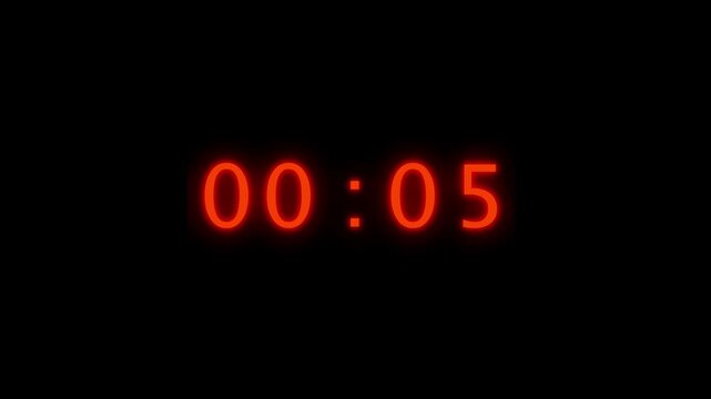 19 seconds timer number animation. Timer clock number animation on black background.