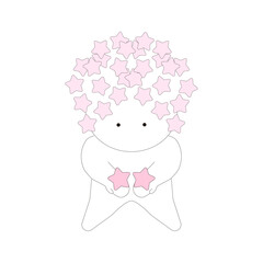 Naklejka premium Pink Star Character Offering a Star – Cute Kawaii Illustration