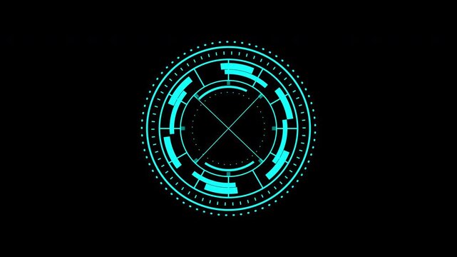 Sci-Fi Futuristic HUD Circle Target screen interface on alpha channel background 4K resolution.