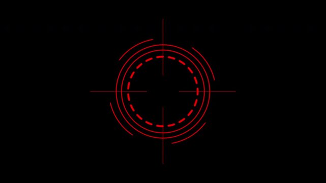 HUD weapon interface target sight on black background. Suitable for technology, gaming, targeting concepts. Futuristic design for digital projects and advertisements.