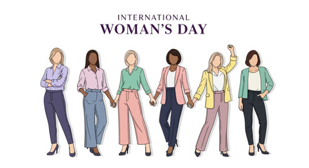 Diverse women celebrating International Women's Day together