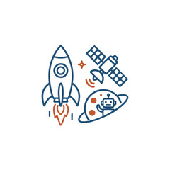 Fototapeta premium AI Space Technology Satellite Rocket Artificial Intelligence System