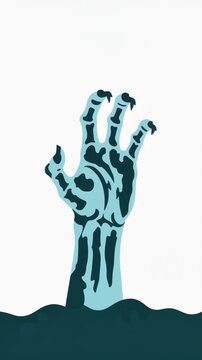 Zombie Hand Rising from Dark Water.