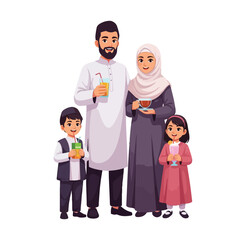 Obraz premium Muslim family enjoying Ramadan drinks together