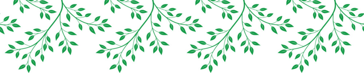 Seamless green floral vine pattern with delicate leafy branches. Fresh botanical repeating background ideal for wallpaper, textile, packaging, and surface design. Elegant natural texture for modern . © NisatFarjana
