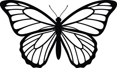 Fototapeta premium Butterfly silhouette with detailed wings isolated on white background representing nature, transformation, beauty, and decorative design element illustration concept