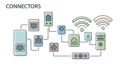 Various Electronic Connectors and Devices Diagram.