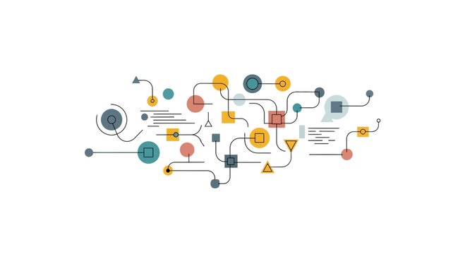 Colorful Infographic Elements Connection Lines Shapes.