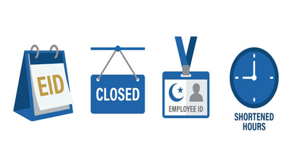 Corporate Business Ramadan Office Concept Set, Calendar Sign Clock ID Card Collection