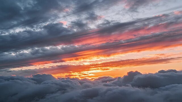Sunset sky with colorful clouds and dramatic cloud formations