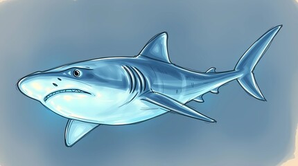 Obraz premium bioluminescent deep sea shark glowing blue photophores abyssal darkness ocean scientific illustration ultra detailed cinematic underwater lighting hyper realistic texture dark background predator 