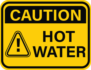 Fototapeta premium Caution hot water Label. Hot water sticker. Hot water sign. Notice Industrial symbol. flat style.